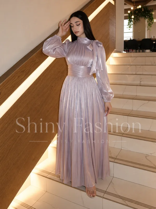 Moonlight Lady - Robe Longue Plissée Lumière Céleste