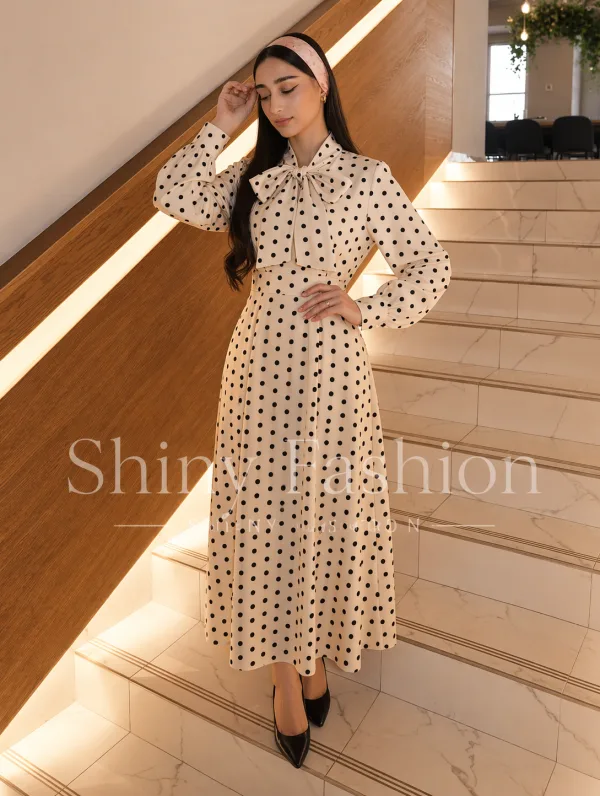 Lady Dot - Robe Longue à Pois Élégance Intemporelle