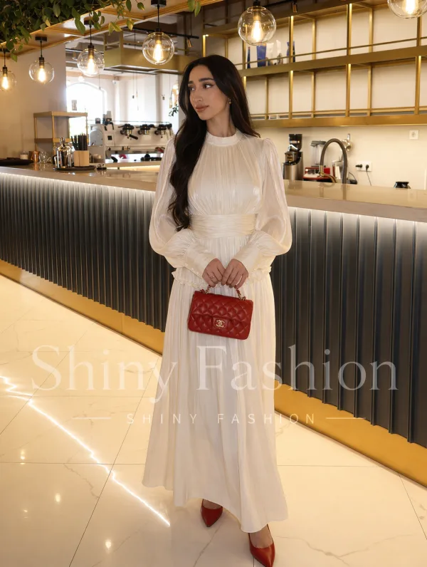 Ivory Grace - Robe Blanche Plissée Chic